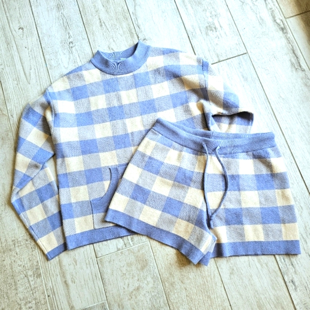 NWT Anthropologie | Two Piece Plaid Lounge Wear Set - Picture 1 of 8